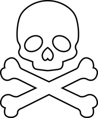 Skull crossbone pirate icon logo Halloween ghost graphic danger anatomy symbol Silhouette. Cartoon skull death flat and line vector isolated on transparent background for apps and game