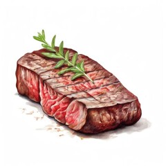 an AI Image Generator, Delicious Juicy Steak with Rosemary Garnish on a Black Plate