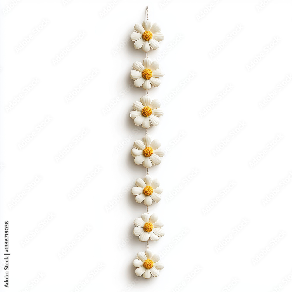 Poster a beautiful flower displaying delicate petals on a white background with ample copy space for text, 