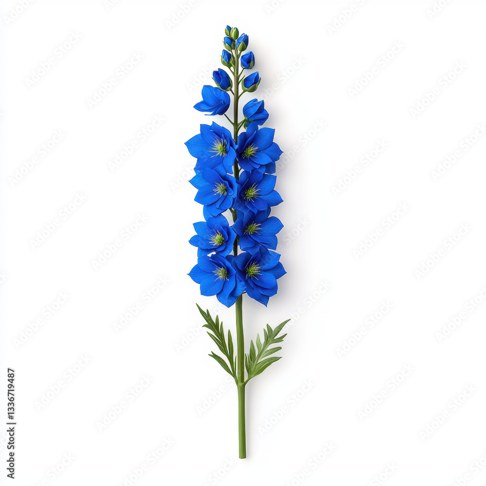 Poster a stunning blue delphinium flower flourishing in a natural setting with clear copy space offered for