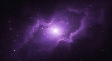 A cosmic view of a purple nebula with bright central star and scattered stars in the background