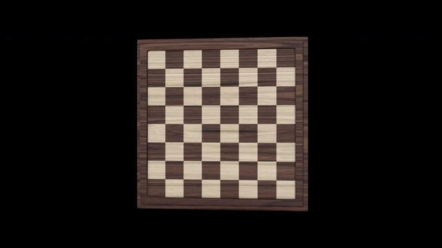 Chessboard Rotating on a Transparent Background. Seamless Loop. 4K
