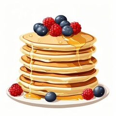 an AI Image Generator, Stack of Pancakes Topped with Berries and Drizzled