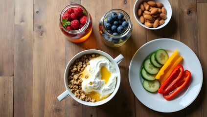 Nutritious Breakfast Bowl with Yogurt, Fruits, and Nuts