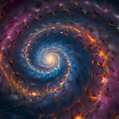 Abstract Depiction of Glowing Spiral Patterns Forming a Vibrant Energy Vortex in Space