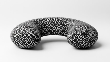 Stylish black and white decorative pillow with intricate patterns on a minimalist background, enhancing modern decor