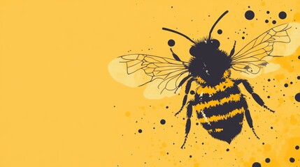 A vibrant illustration of a bee against a bright yellow background with splashes of color, symbolizing nature’s beauty