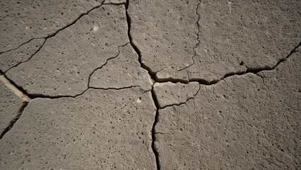 Fototapeta premium Cracked earth surface highlighting drought and soil erosion effects in a dry landscape.