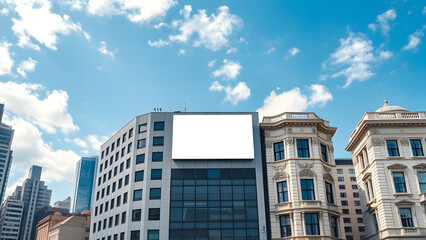 Fototapeta premium Modern glass office skyscraper architecture in the urban city under a blue sky
