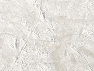 Ice background with marks from skating and hockey. Ice hockey rink scratches surface