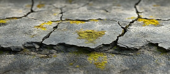 Cracked earth, lichen growth, close-up