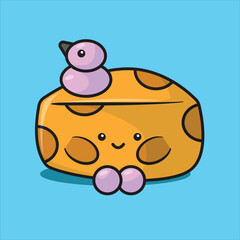 kawai cheese icon cute doodle vector