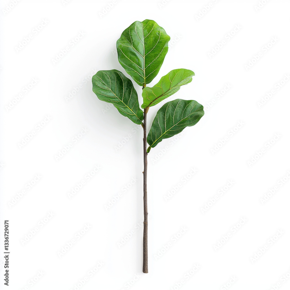 Poster a detailed view of a fiddle leaf fig leaf showcasing its rich green color and unique texture ideal f
