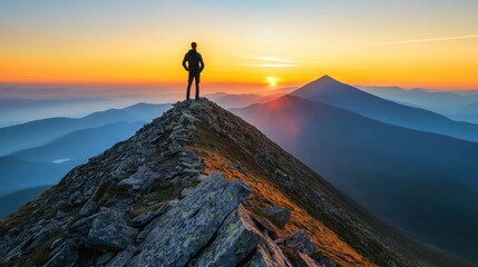 Obraz premium Majestic Sunrise, Mountaintop Solitude