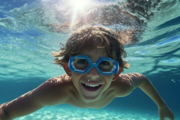 Naklejka premium Summer underwater swimming glasses.
