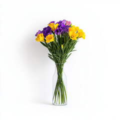 A beautifully arranged vase of fresh flowers showcasing a colorful combination of blooms, perfectly designed to enhance any environment with a touch of natural beauty and floral elegance