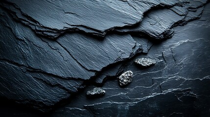 Dark slate texture with silver stones