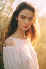 Naklejka premium A woman wear white photography portrait person.