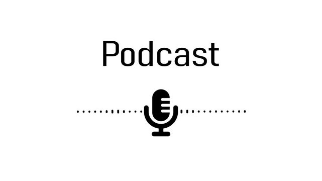 Minimalist Podcast Logo with Microphone and Sound wave Animation, A minimalist podcast logo featuring a microphone icon and sound wave Animated