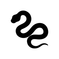 Black cute snake silhouette vector flat illustration design.