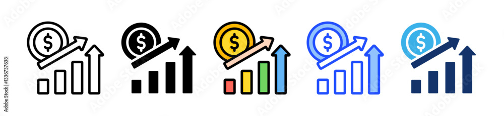 Poster growth icon set with multiple style collection