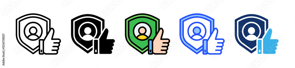 Poster integrity icon set with multiple style collection