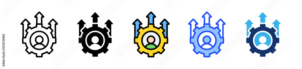 Poster employee development icon set with multiple style collection