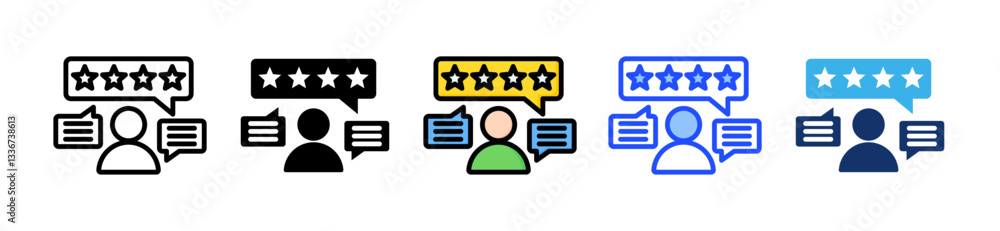Poster customer feedback icon set with multiple style collection