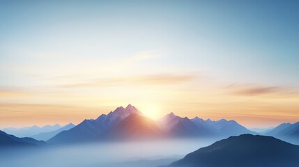 Misty mountain landscape with soft blurred depth, peaceful and cinematic