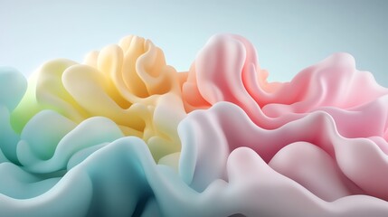 Soft pastel 3D abstract terrain with organic curves, modern and soothing aesthetic