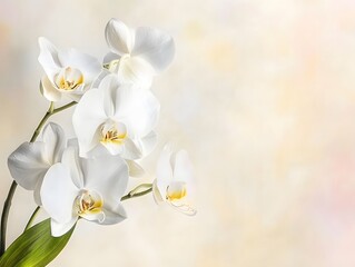 A dreamy close-up of a delicate orchid with intricate textures and soft pastel hues, exuding elegance and natural beauty.
