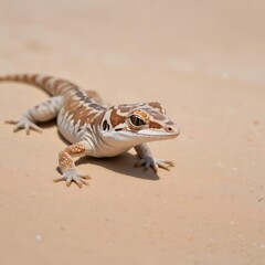 Fototapeta premium Striking Close-Up of a Western Spotted Gecko on Sandy Terrain