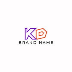 ILLUSTRATION LETTER KD GEOMETRIC LINE LOGO ICON PURPLE ORANGE COLOR TEMPLATE SIMPLE MINIMALIST ELEMENT DESIGN SIMPLE VECTOR GOOD FOR APPS, BRAND 