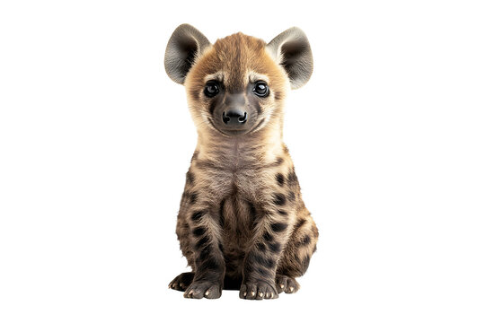 Baby hyen Isolated on White and Transparent Background PNG Image.