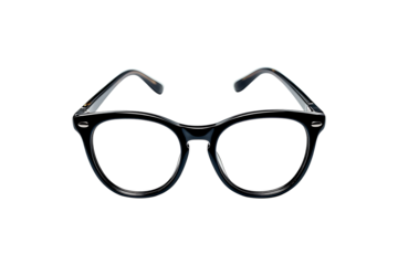Black eyeglasses frames Isolated on White and Transparent Background PNG Image.