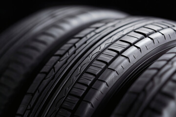 Close-up of car tires in a row
