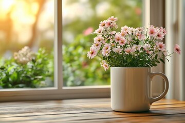 Fototapeta premium マグカップに入った花 