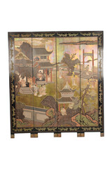 Obraz premium old photo frame with flowers Chinese Black Lacquer