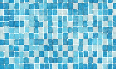 Fototapeta premium A pattern of square tiles in shades of light & deep blue; artistic, minimalist texture