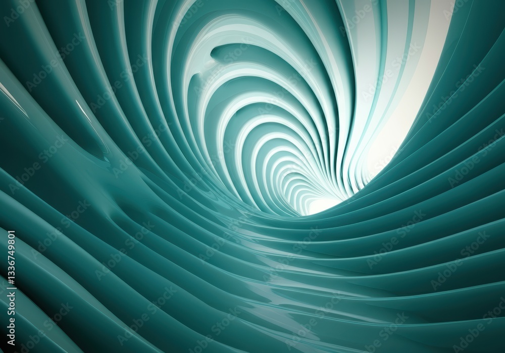 Poster abstract turquoise wave pattern creating a sense of depth and movement