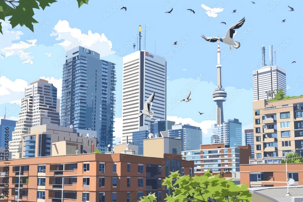 Poster skyline view background architecture cityscape building.