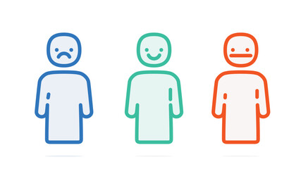 Vector set of emotion lines: a collection of minimalist human figures created with lines that depict a wide range of emotions. Perfect for design, illustrations, and web graphics