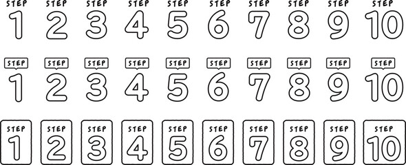 数字　 アイコン　手描き風　セット