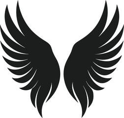 Elegant Angel Wings Silhouette - Black Vector Illustration