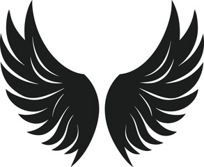 Graceful Angel Wings Silhouette - Elegant Black Vector Illustration