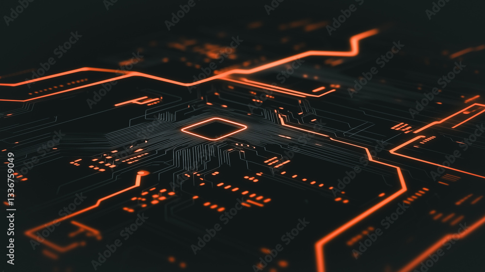 Poster circuit board abstract: a close-up abstract view of a complex circuit board, showcasing the intricat