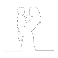 Happy Mother's Day line art Vector &ndash; Mother and Child Playing, Walking, Holding Hands &ndash; Mother's Day Icon Design Collection