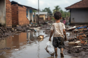 Child in Flood Aftermath