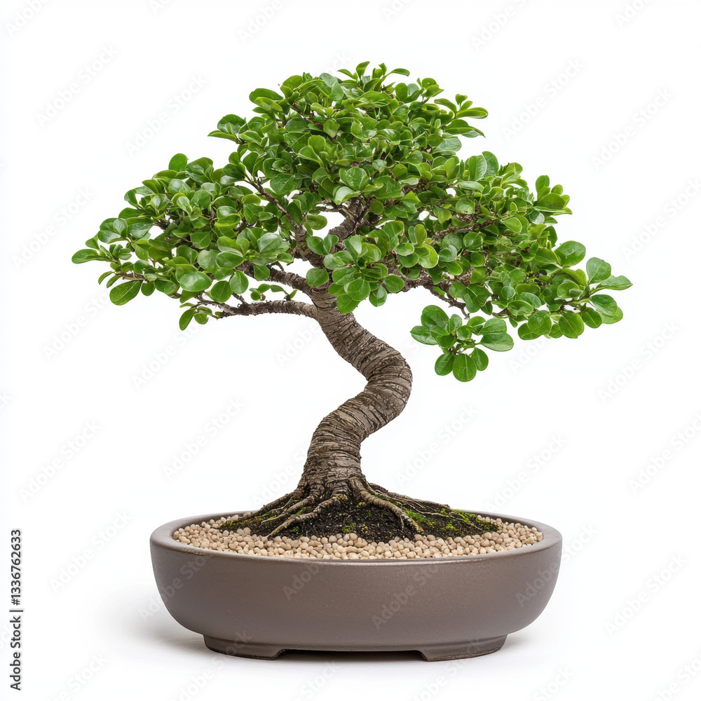 Poster captivating jade bonsai plant with its unique shape and vibrant green foliage displayed in a stylish