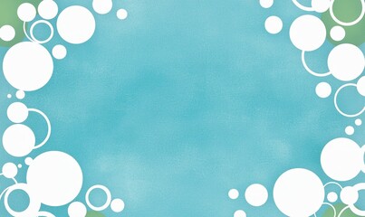 Abstract art with white and green circles on a teal backdrop creates a playful, dreamy visual experience